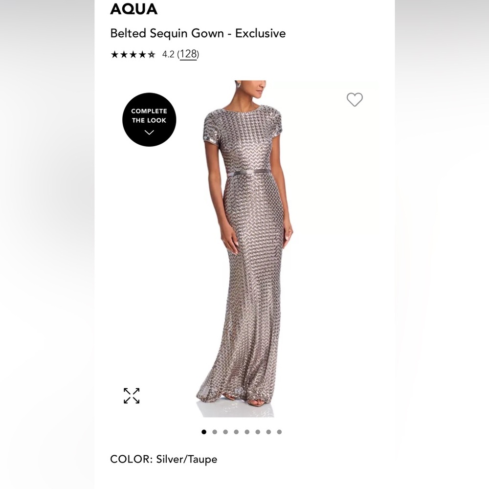 Silver taupe sequin gown by Aqua